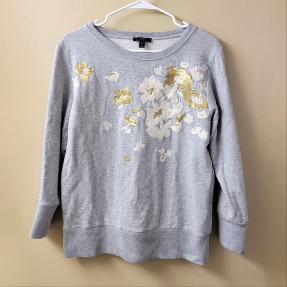 J. Crew Embroidered Sweatshirt Size Medium - Picture 1 of 4